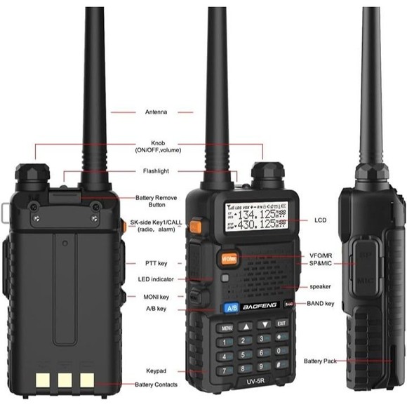 BAOFENG UV-5R Dual Band Two Way Radio (Black), 144-148MHz & 420-450MHz - Picture 1 of 4